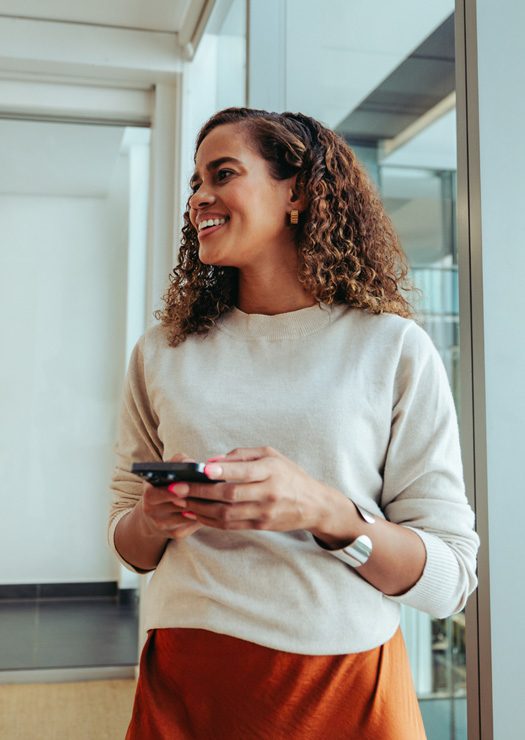 Women Smiling with Phone